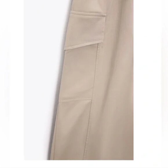 NWT ZARA FULL LENGTH Poplin GABARDINE JUMPSUIT Beige  Cargo Pocket Blogger Fave - Picture 10 of 14